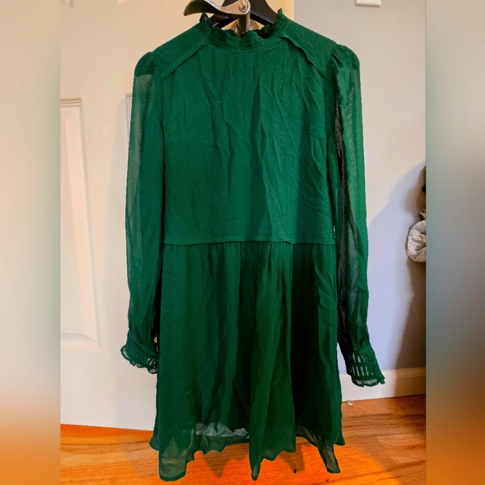 Sézane Green Silk Dress